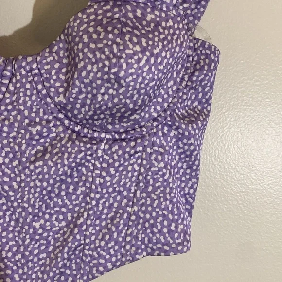 Oh Polly Purple and White Satin Bardot Corset Top Off the shoulder size 4 - Picture 5 of 9